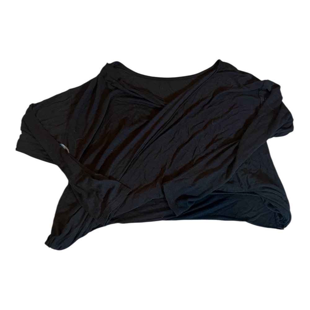 Free People lightweight black cropped top overlapping V back size XS - Picture 4 of 9